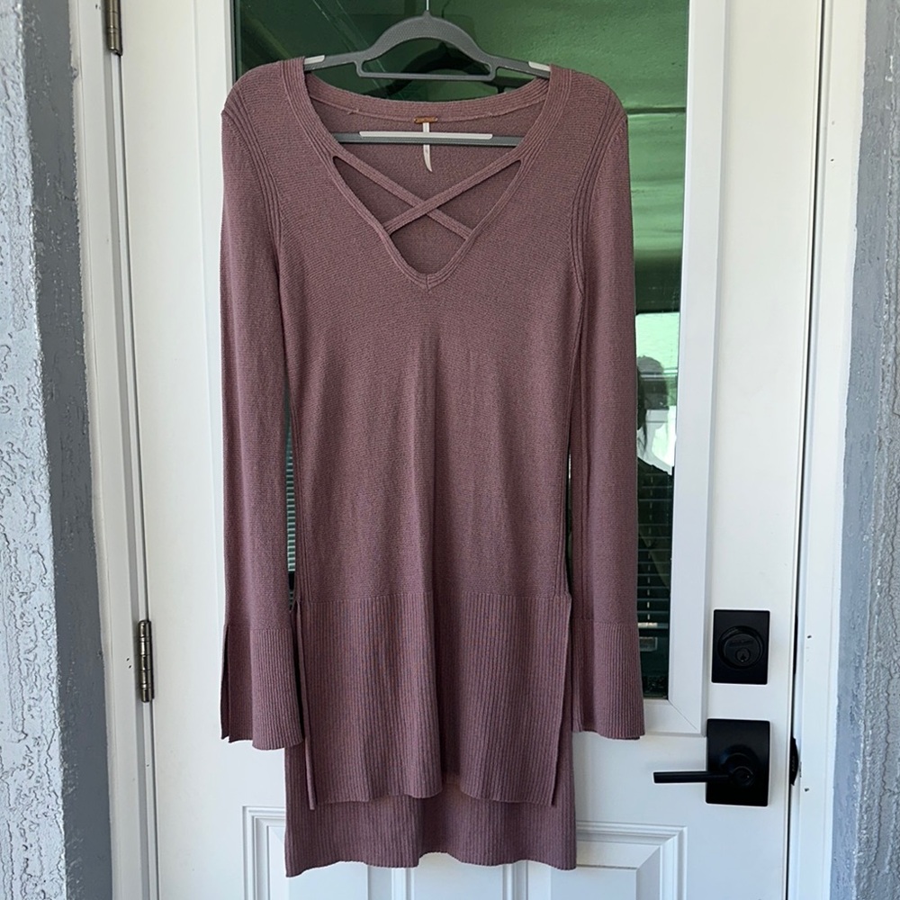 Free People Crisscross Neck Long Sleeve Tunic Free People S